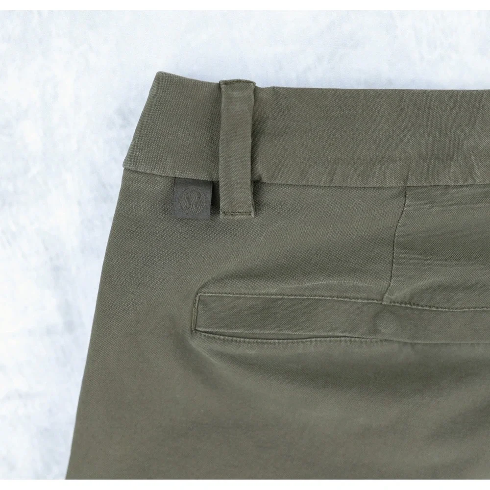 Lululemon ABC Slim-Fit Trouser Stretch Cotton VersaTwill Mens 36 Olive Green